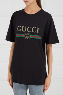 Футболка с логотипом по центру Gucci