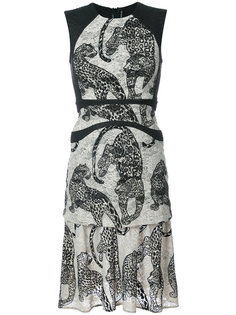 платье с вышитыми леопардами  Yigal Azrouel