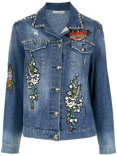 floral patches denim jacket Martha Medeiros