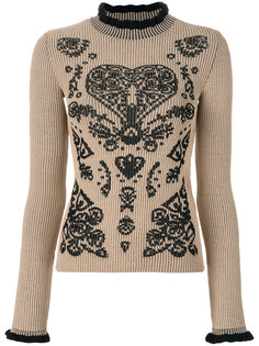 джемпер в рубчик с узором интарсия  Red Valentino