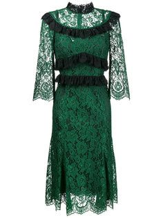кружевное платье миди с оборкой  Dolce & Gabbana