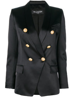 декорированный атласный блейзер  Balmain