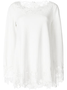 свитер с вырезом лодочкой и кружевной отделкой  Ermanno Scervino