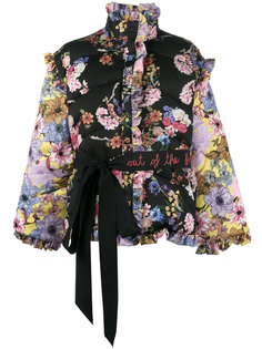 дутая куртка с рюшами, съемными рукавами и цветочным принтом Preen By Thornton Bregazzi