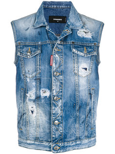 джинсовая жилетка с потертой отделкой Dsquared2
