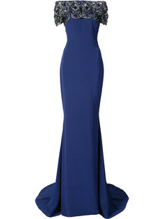 flared fitted maxi dress Marchesa