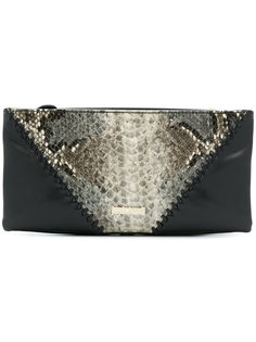 клатч на молнии с эффектом змеиной кожи  Just Cavalli
