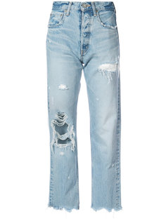 джинсы с завышенной талией и рваной отделкой Moussy