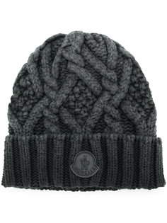 шапка-бини с логотипом и узором косы Moncler