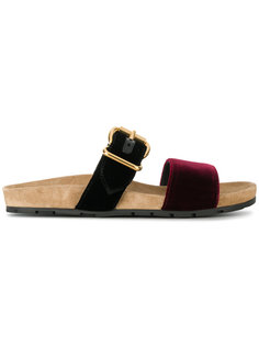 velvet double strap sandals Prada