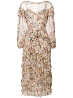 платье с цветочным принтом и рюшами Zimmermann