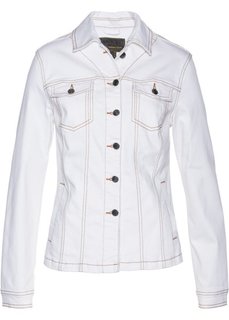 Джинсовая куртка с вышивкой (белый) Bonprix