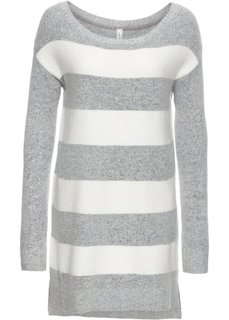 Пуловер вязаный (светло-серый меланж/кремовый) Bonprix