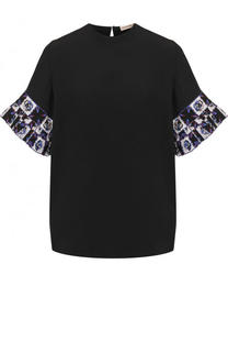 Шелковый топ прямого кроя с коротким рукавом Emilio Pucci