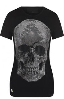 Приталенная однотонная футболка со стразами Philipp Plein