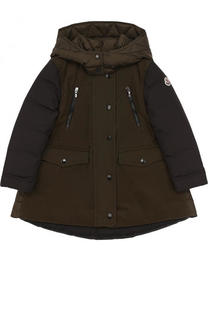 Пуховое пальто свободного кроя с капюшоном Moncler Enfant