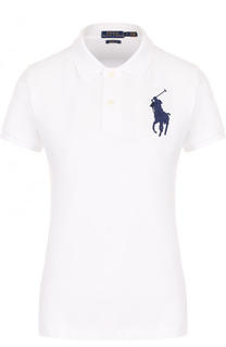 Хлопковое поло с вышитым логотипом бренда Polo Ralph Lauren