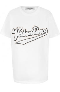 Хлопковая футболка свободного кроя с логотипом бренда Valentino