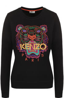 Хлопковый свитшот с контрастной вышивкой Kenzo