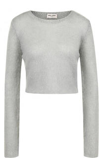 Укороченные вязаный пуловер с круглым вырезом Saint Laurent