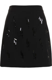 Однотонная мини-юбка с фактурной отделкой Victoria by Victoria Beckham