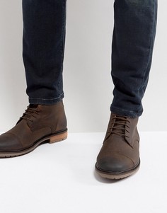 Коричневые кожаные ботинки со вставкой на носке Silver Street - Коричневый