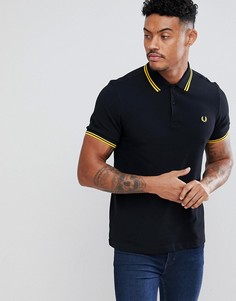 Черное поло с двойным кантом Fred Perry - Черный