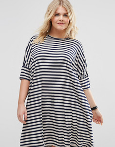 Полосатое платье-футболка кроя оversize ASOS CURVE - Мульти