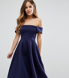 Короткое приталенное платье из фактурной ткани City Goddess Petite - Темно-синий