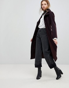 Длинное пальто с поясом из ткани с добавлением шерсти и кашемира Helene Berman - Фиолетовый