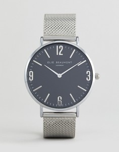 Серебристые часы с черным циферблатом Elie Beaumont - Серебряный