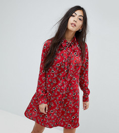Платье-рубашка с длинными рукавами и винтажным цветочным принтом Glamorous Petite - Красный
