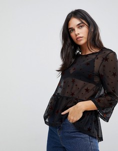 Сетчатый топ с баской Y.A.S - Черный