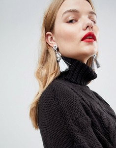 Серьги в стиле 80-х с кисточками River Island - Серебряный