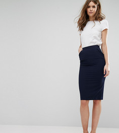 Строгая юбка-карандаш с оборкой на карманах Alter Tall - Темно-синий