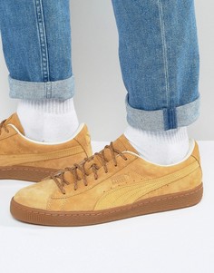 Светло-коричневые утепленные кроссовки Puma Basket Classic 36132401 - Рыжий