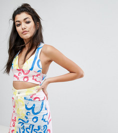 Джинсовый бралетт с разноцветным принтом Typical Freaks Co-Ord - Мульти