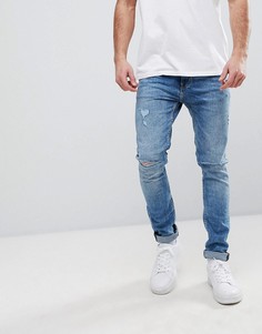 Светлые супероблегающие джинсы Burton Menswear - Синий