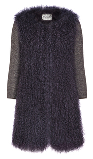 Короткая легкая шуба из вязаного меха овчины с трикотажными рукавами Virtuale Fur Collection