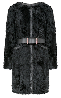 Утепленное пальто из меха козлика с поясом Virtuale Fur Collection