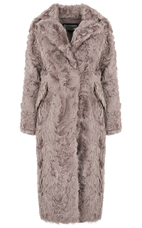 Утепленное пальто из меха козлика с отделкой натуральной кожей Virtuale Fur Collection