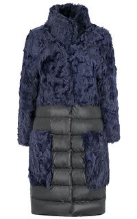 Комбинированное пальто-пуховик из меха козлика Virtuale Fur Collection
