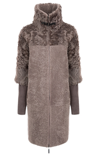 Пальто из овчины и меха козлика со съемными рукавами Virtuale Fur Collection