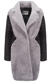 Комбинированное пальто-пуховик из овчины Virtuale Fur Collection