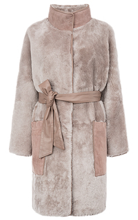 Пальто из овчины с поясом LE Monique
