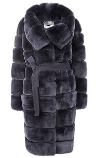 Шуба из меха кролика с поясом Virtuale Fur Collection