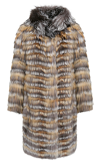 Комбинированная шуба из меха лисы на трикотажной основе Virtuale Fur Collection