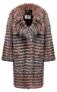 Жакет из меха серебристо-черной лисы на трикотаже Virtuale Fur Collection