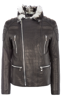 куртка из натуральной кожи с тиснением на подкладе из овчины Vericci