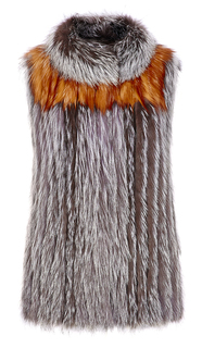 Жилет из чернобурки с кокеткой из меха рыжей лисы Virtuale Fur Collection